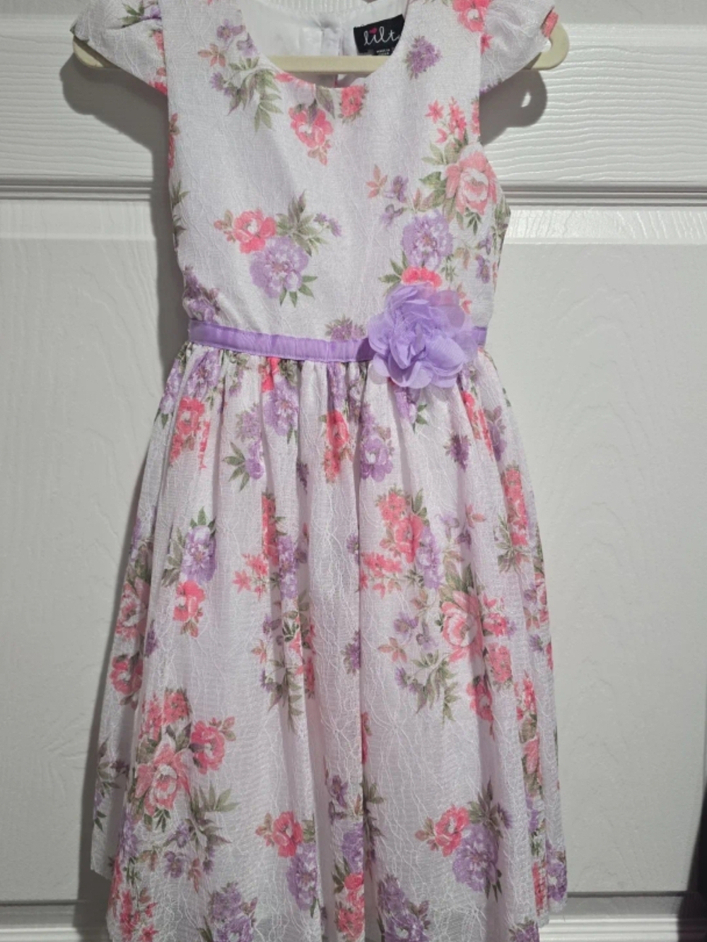 lilt Pink and Lavender Floral Party Dress for Girls